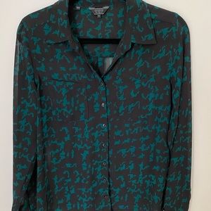 Black/Green blouse/button down shirt. Guess. Size S
